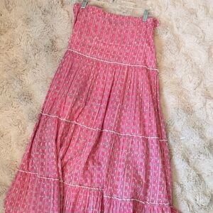 Chic Pink Patterned Maxi Skirt